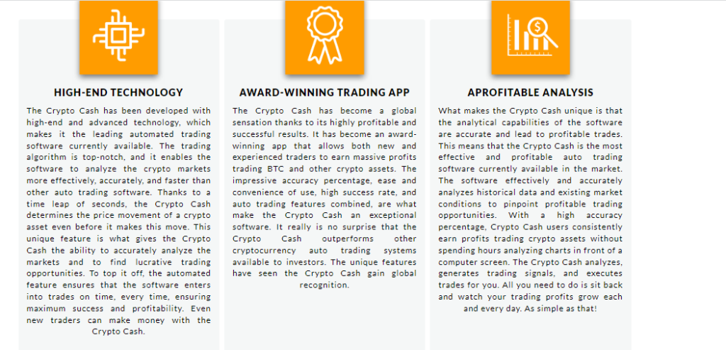 Crypto cash features